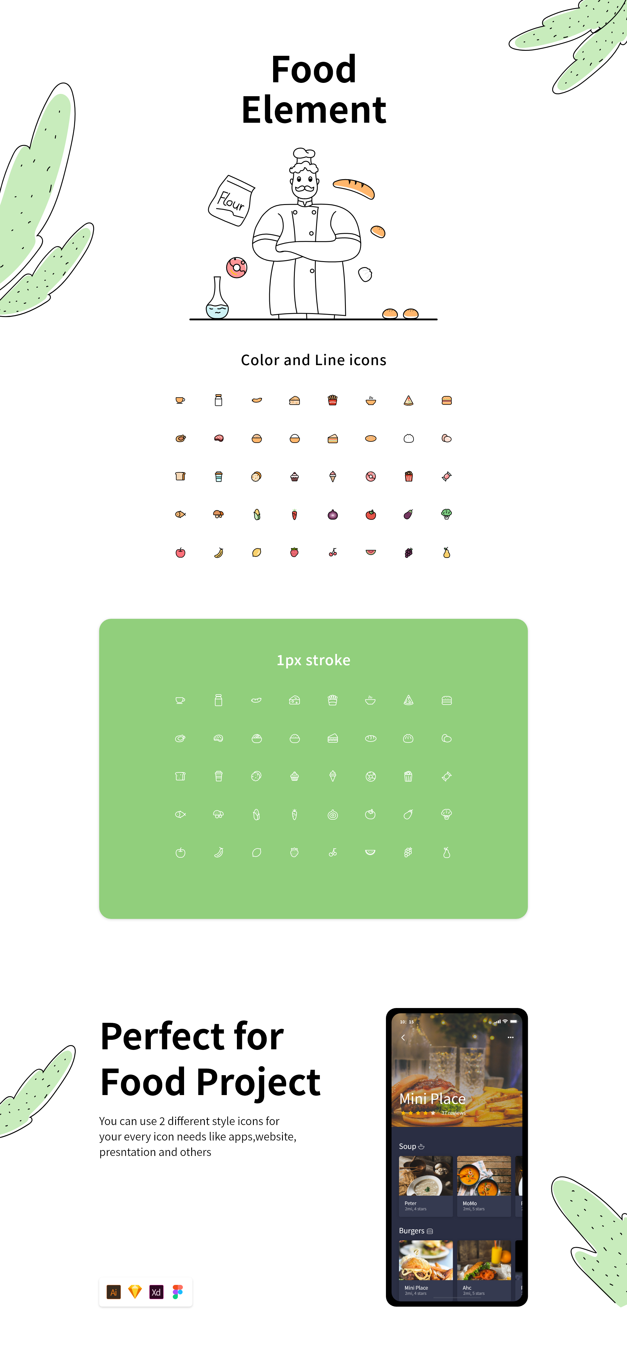 素材库下午茶：40枚食物主题元素素材库精选图标插图