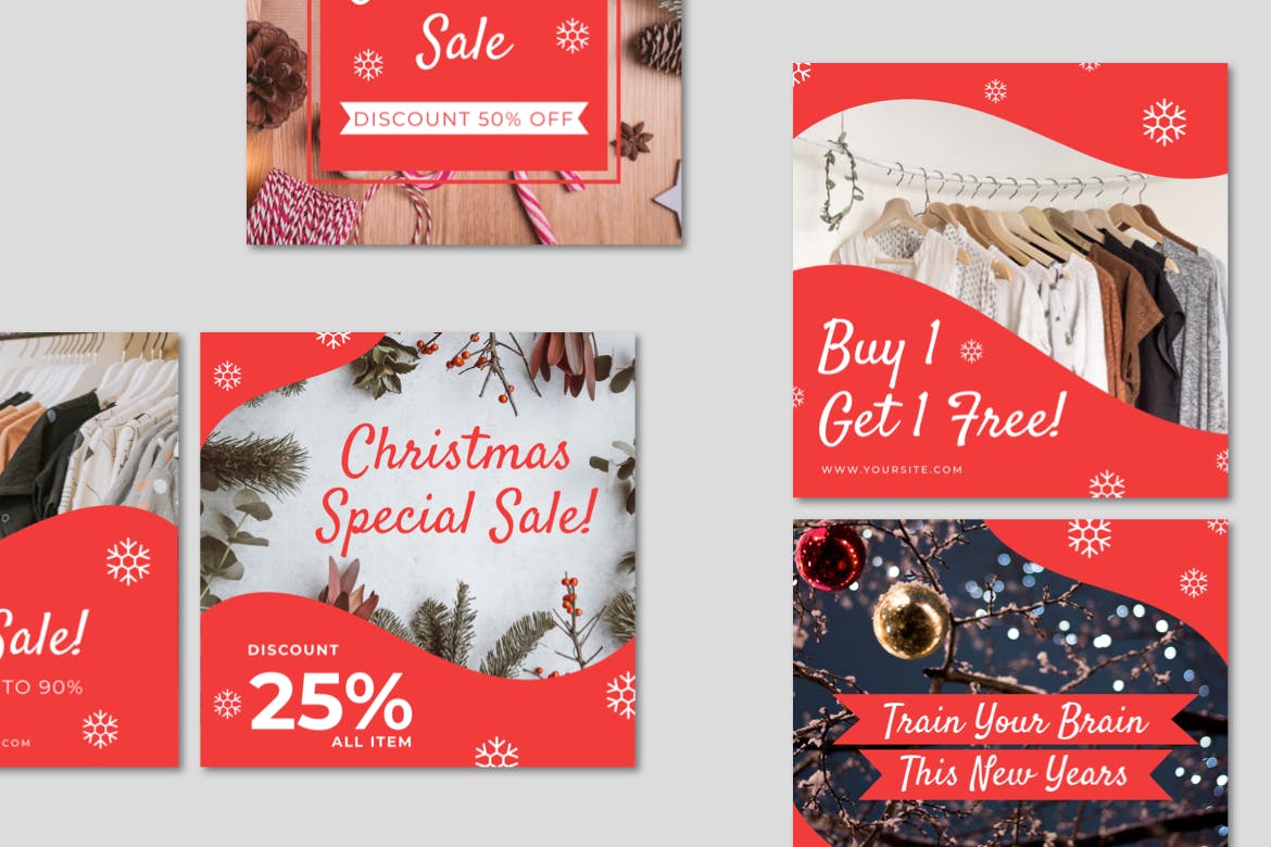 圣诞节新年主题Instagram社交电商促销广告设计模板素材库精选 Instagram Templates插图(3)