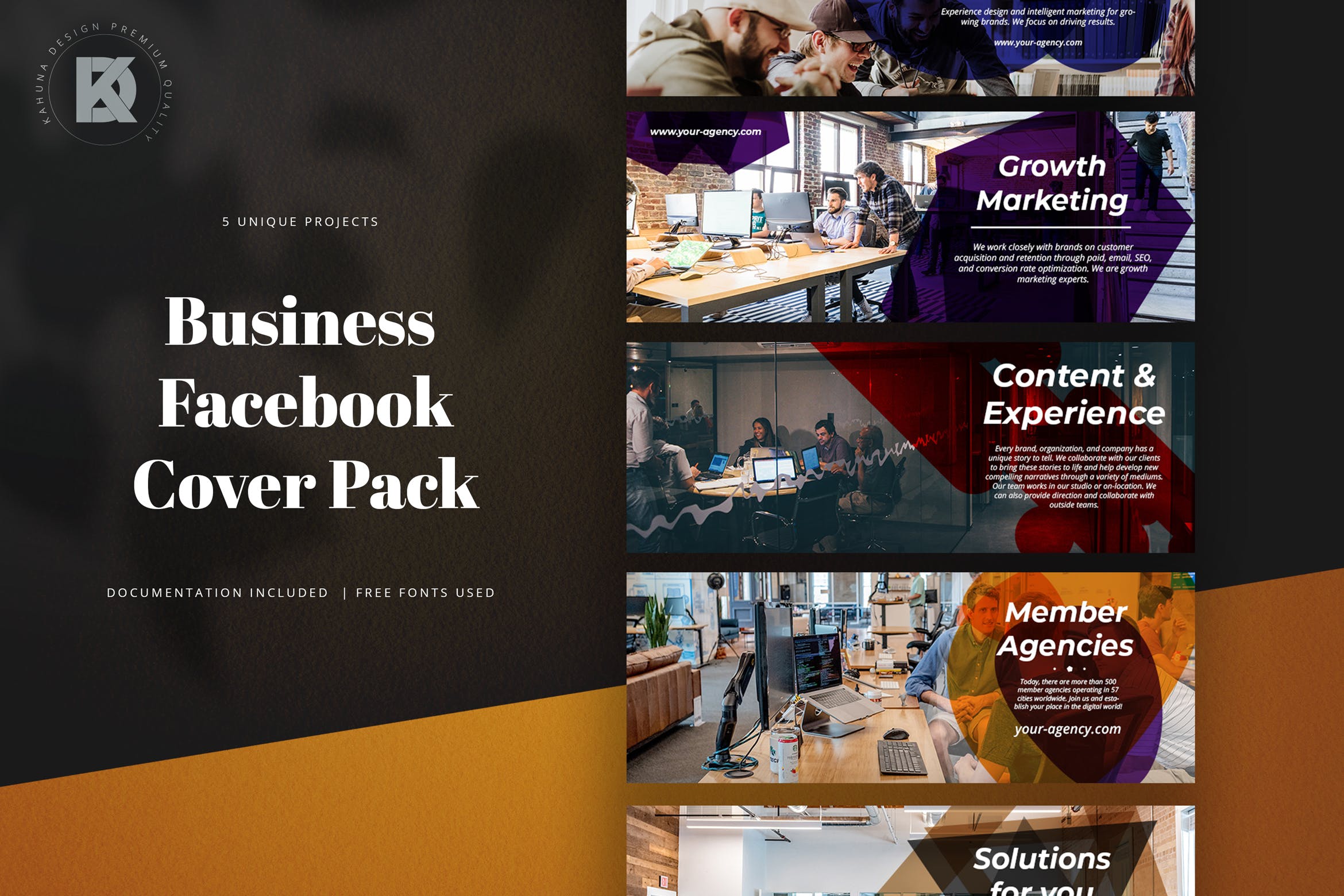 Facebook主页业务推广封面设计模板素材库精选素材 Business Facebook Cover Pack插图