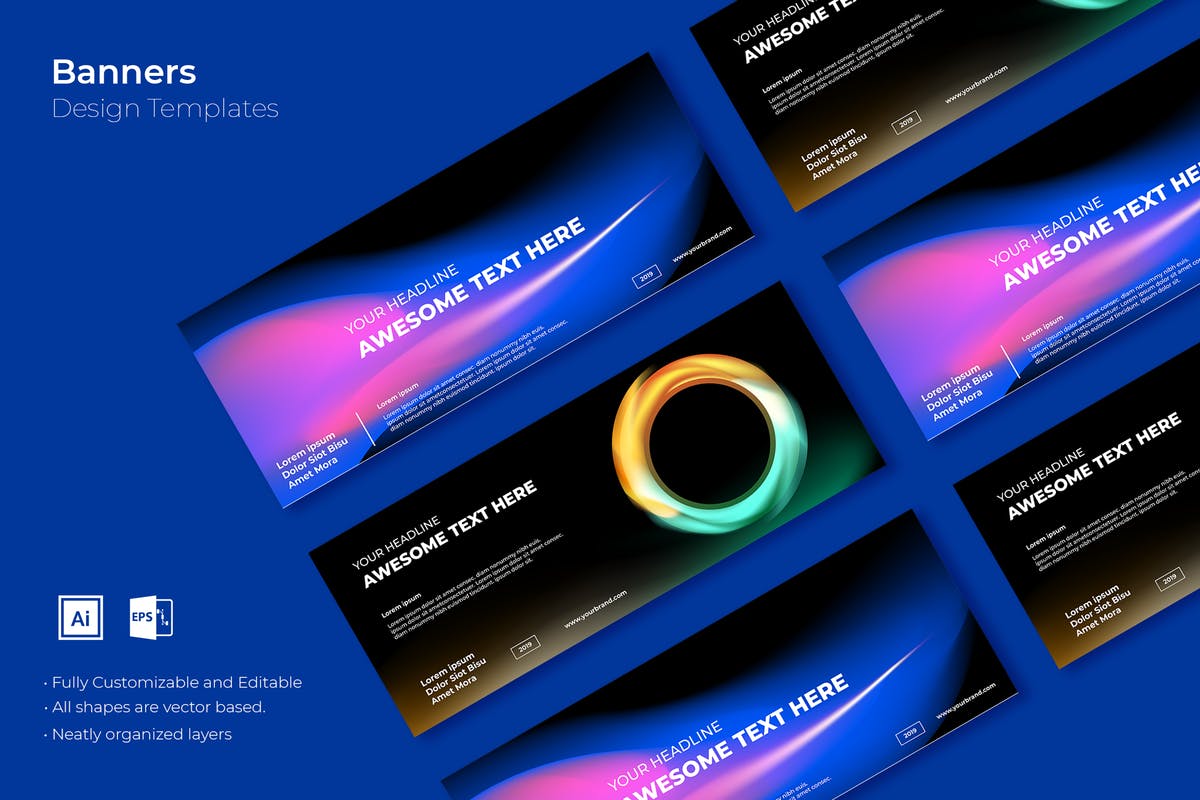 炫酷创意活动广告Banner模板设计v30 SRTP Banners Template.30插图