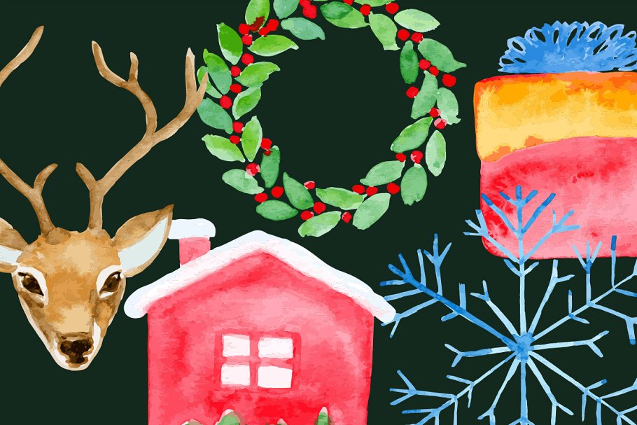 圣诞节主题风格扁平化图标合集 Christmas Flat Icons插图(2)