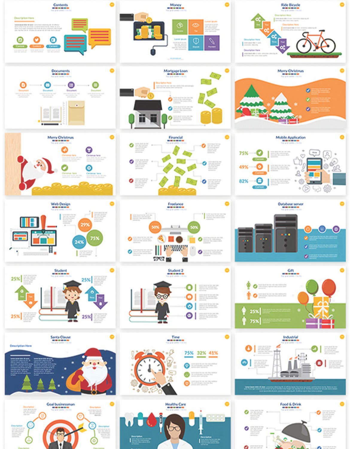 信息图表矢量插画风格素材库精选PPT模板合集 Illustrator Powerpoint Presentation插图(6)