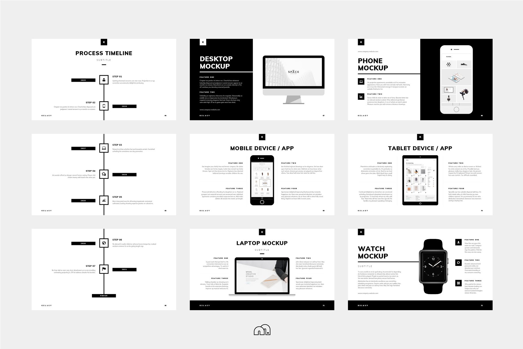 创意团队企业黑白风Keynote幻灯片模板 Kelsey – Keynote Presentation插图(8)