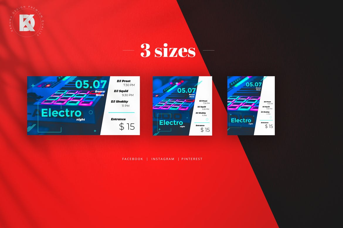 音乐活动社交宣传素材库精选广告模板素材 Music Event Social Media Pack插图(2)