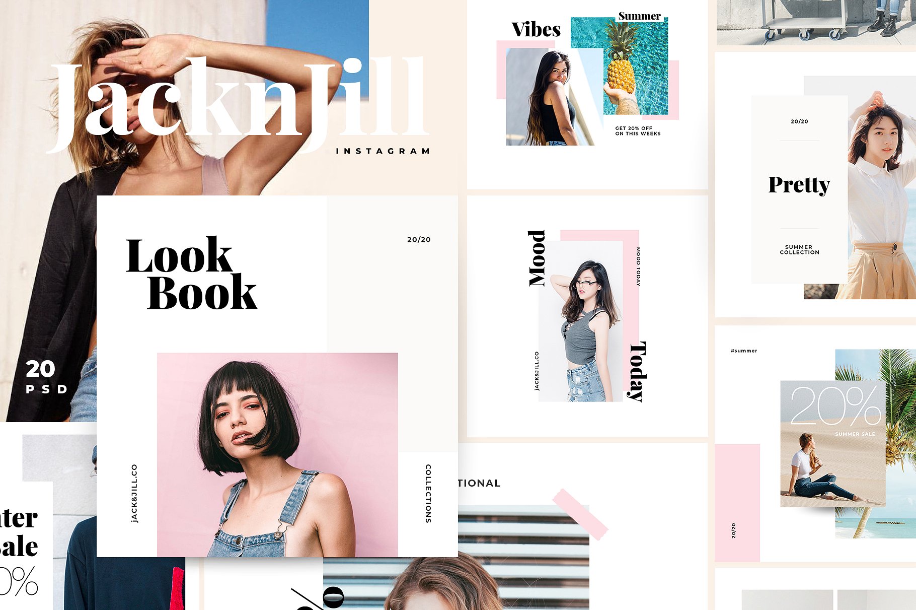 时尚简约的Instagram社交媒体模板素材库精选下载 Jacknjill – Instagram Pack [psd]插图