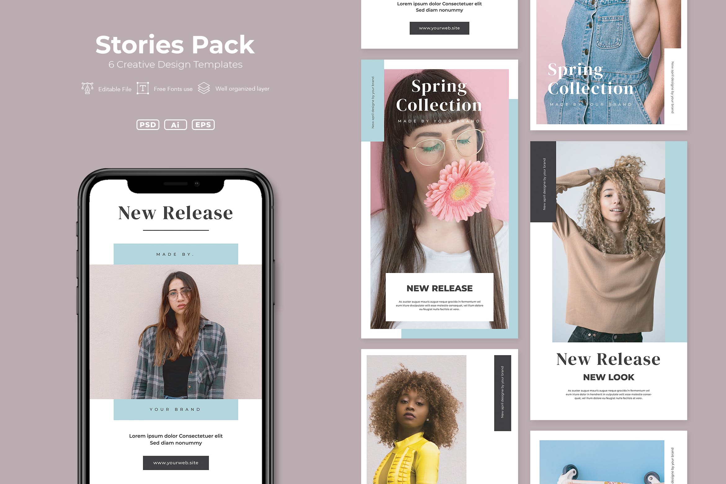 时尚品牌故事形象社交营销推广设计模板素材库精选v14 AFR – Stories Pack.v14插图