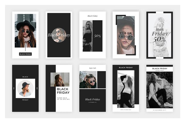 黑色星期五Instagram故事广告促销设计模板 45 Black Friday Instagram Stories插图(6)