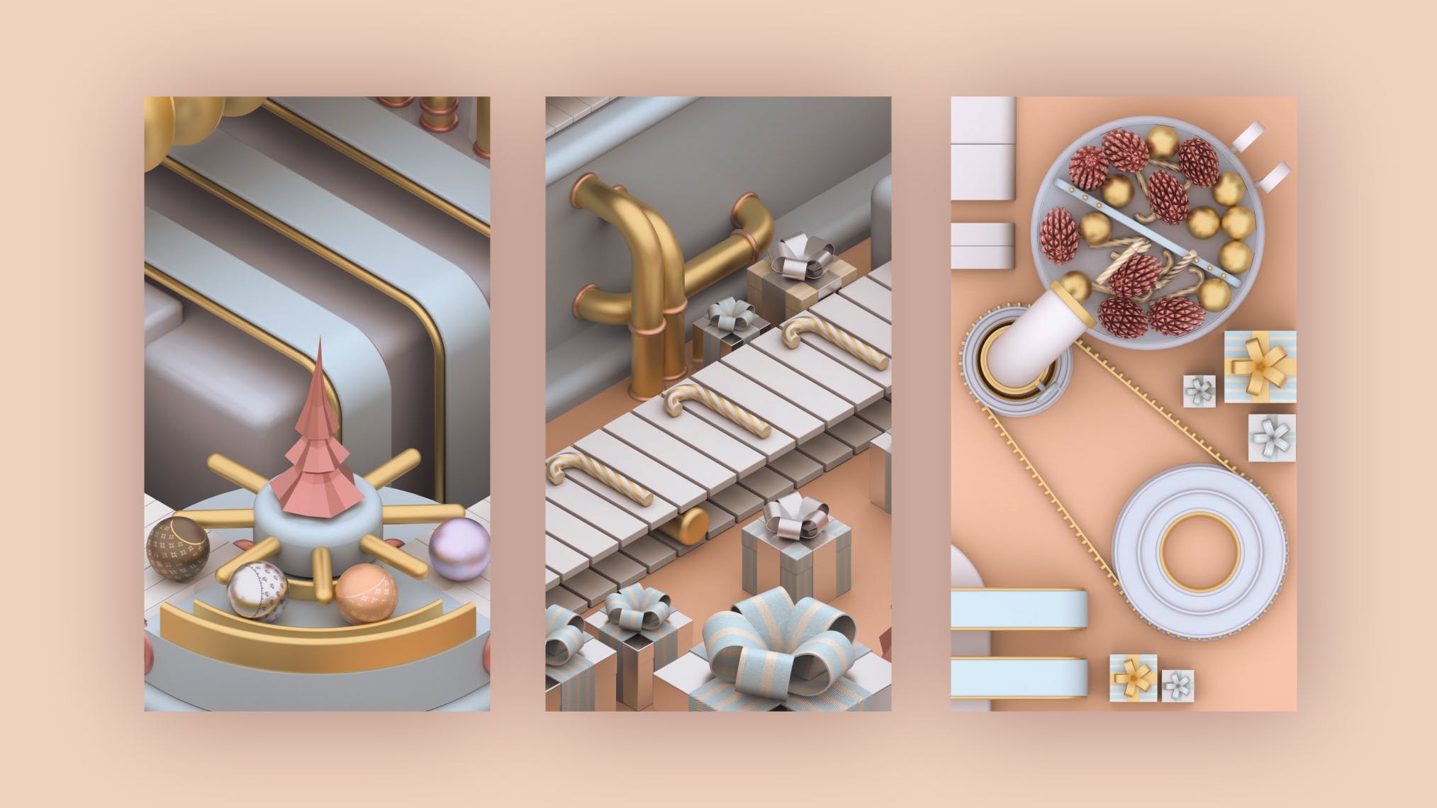 圣诞节3D建模工厂场景背景品牌故事/促销广告模板 Christmas Stories插图(2)