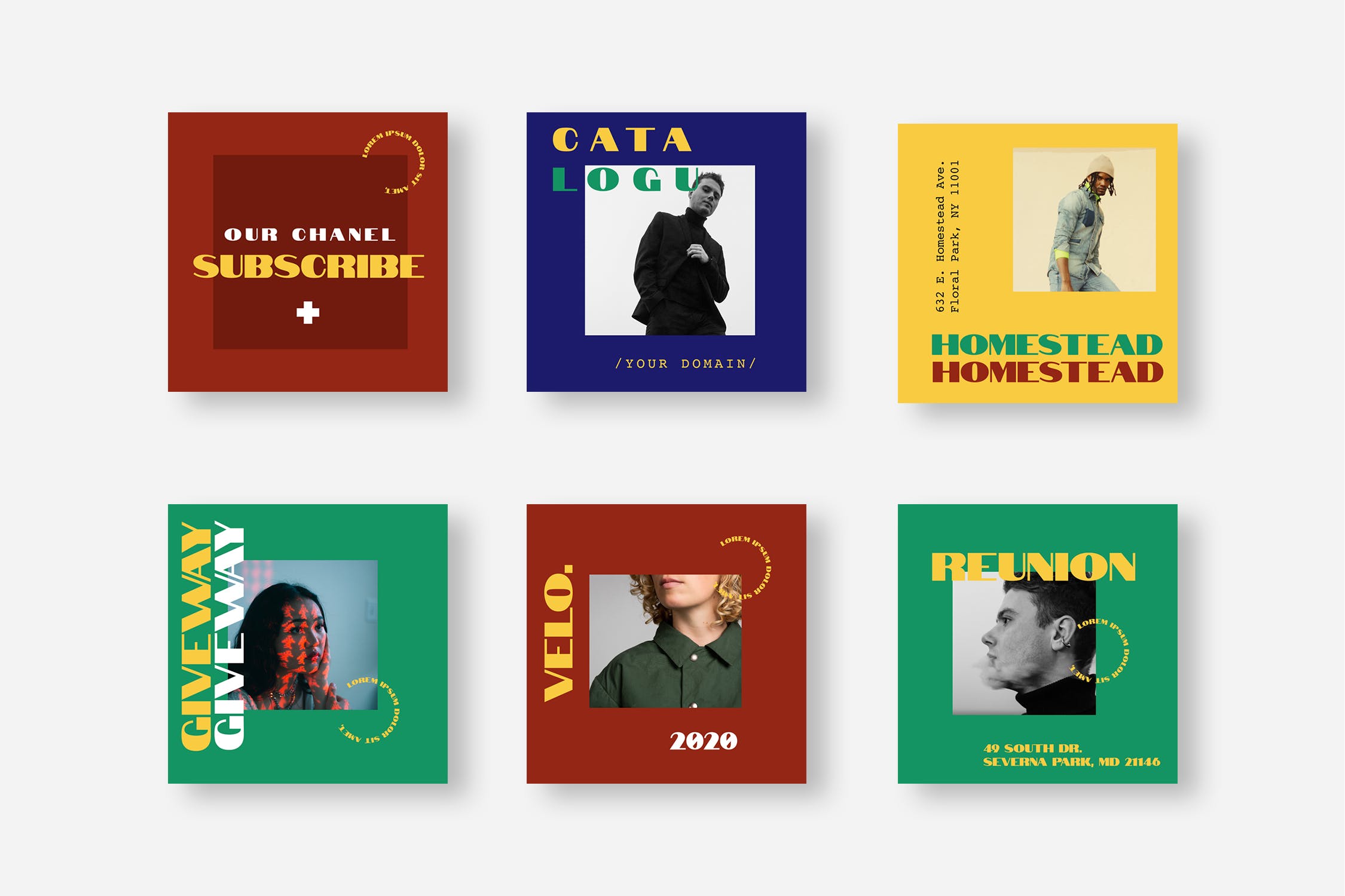 双色调标题版式设计Instagram贴图设计模板素材库精选 Six Duotone Instagram Post Template插图(1)