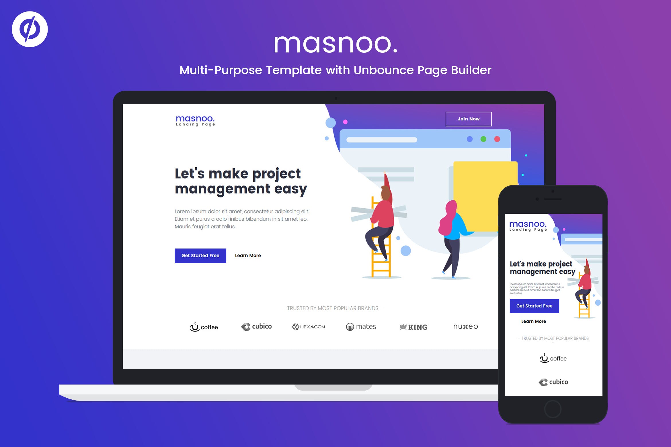 创意多用途响应式网站着陆页CMS模板素材库精选 Masnoo – Multi-Purpose Unbounce Landing Page插图
