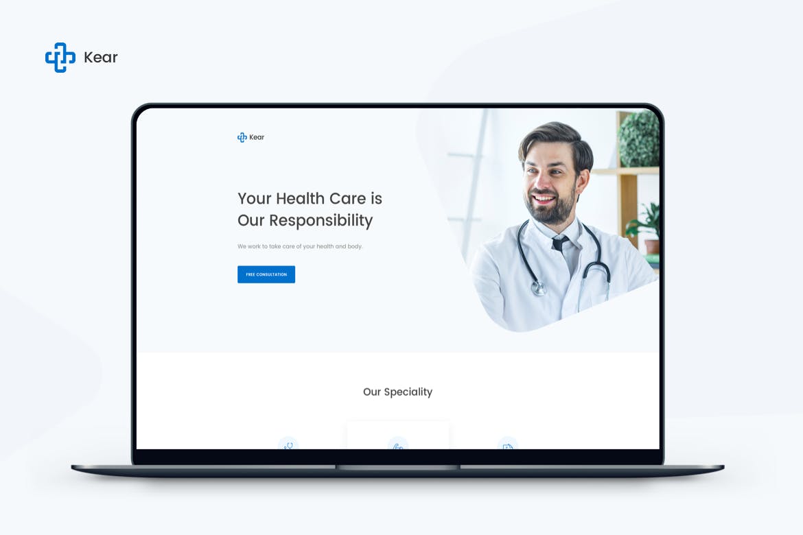 医药健康护理机构网站着陆页模板素材库精选 Kear – Medical & Healthcare Landing Page Template插图(1)