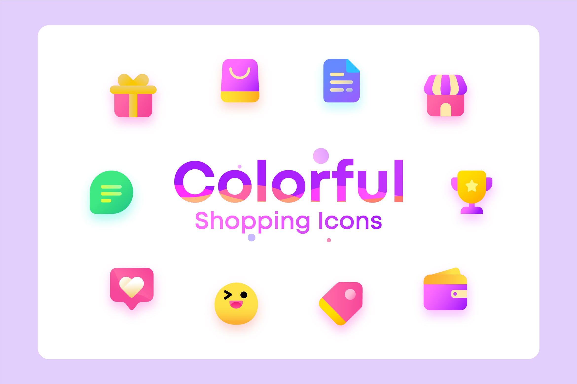 丰富多彩电子商务购物矢量素材库精选图标 Colorful Shopping, ecommerce Illustration Icons插图