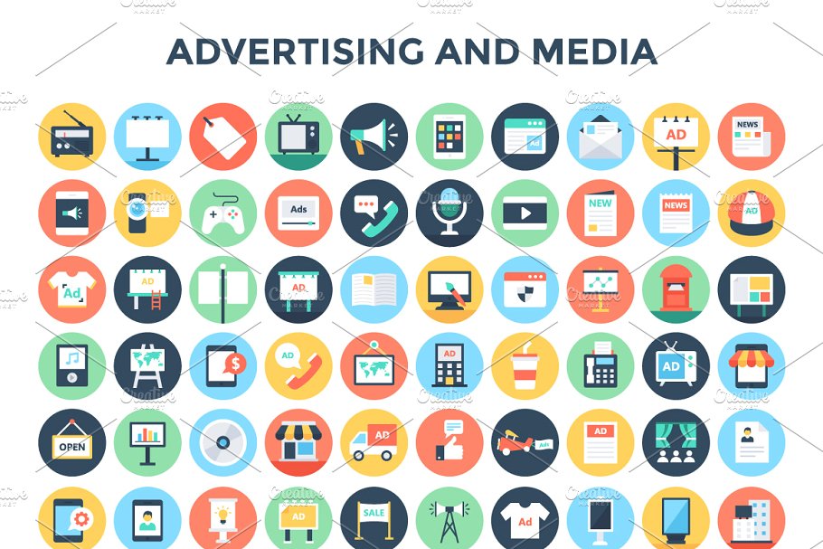 5700+扁平化风格图标合集 5700+ Flat Icons Bundle插图(1)