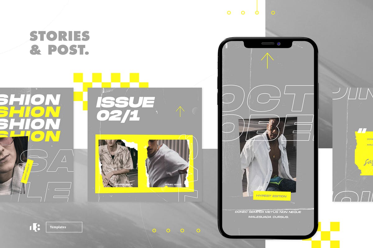 Instagram社交平台个性化撕纸效果贴图设计模板素材库精选 Instagram Template插图(2)