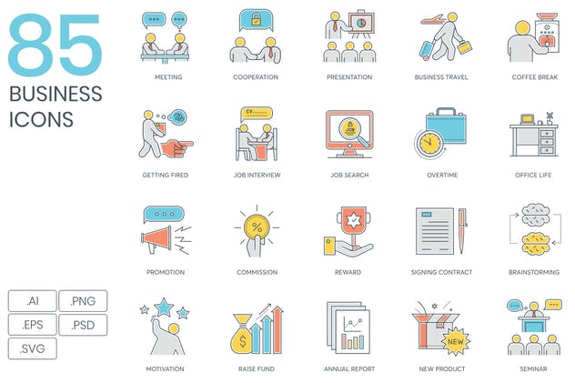 800+彩色线条矢量图标合集 Startup Bundle 800+ Icons插图(6)