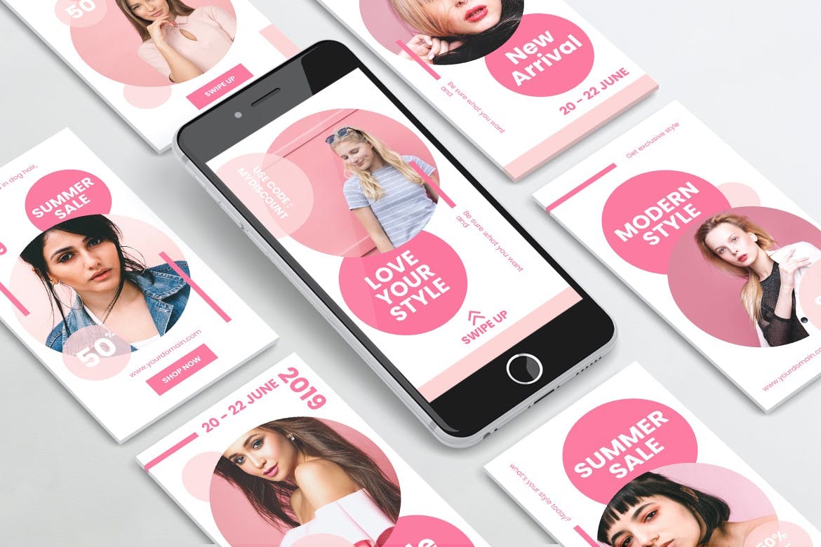 甜蜜时尚主题Instagram社交品牌故事PSD&AI设计模板素材库精选 Sweet Fashion Instagram Stories PSD & AI Template插图(4)