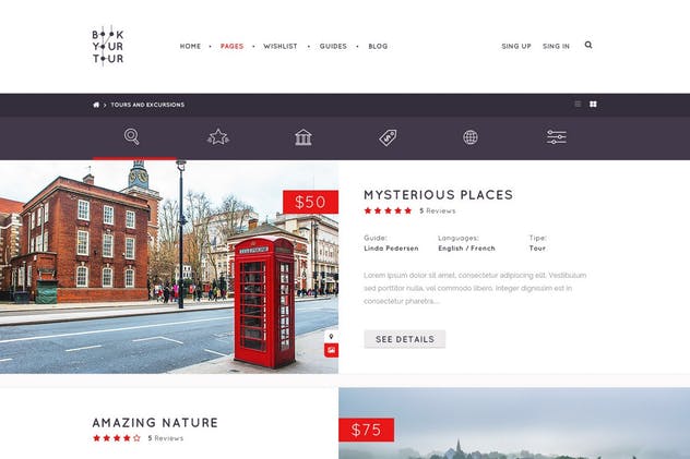 旅游代理公司旅游服务网站PSD模板素材库精选 Book Your Tour – Excursion Community PSD Template插图(4)