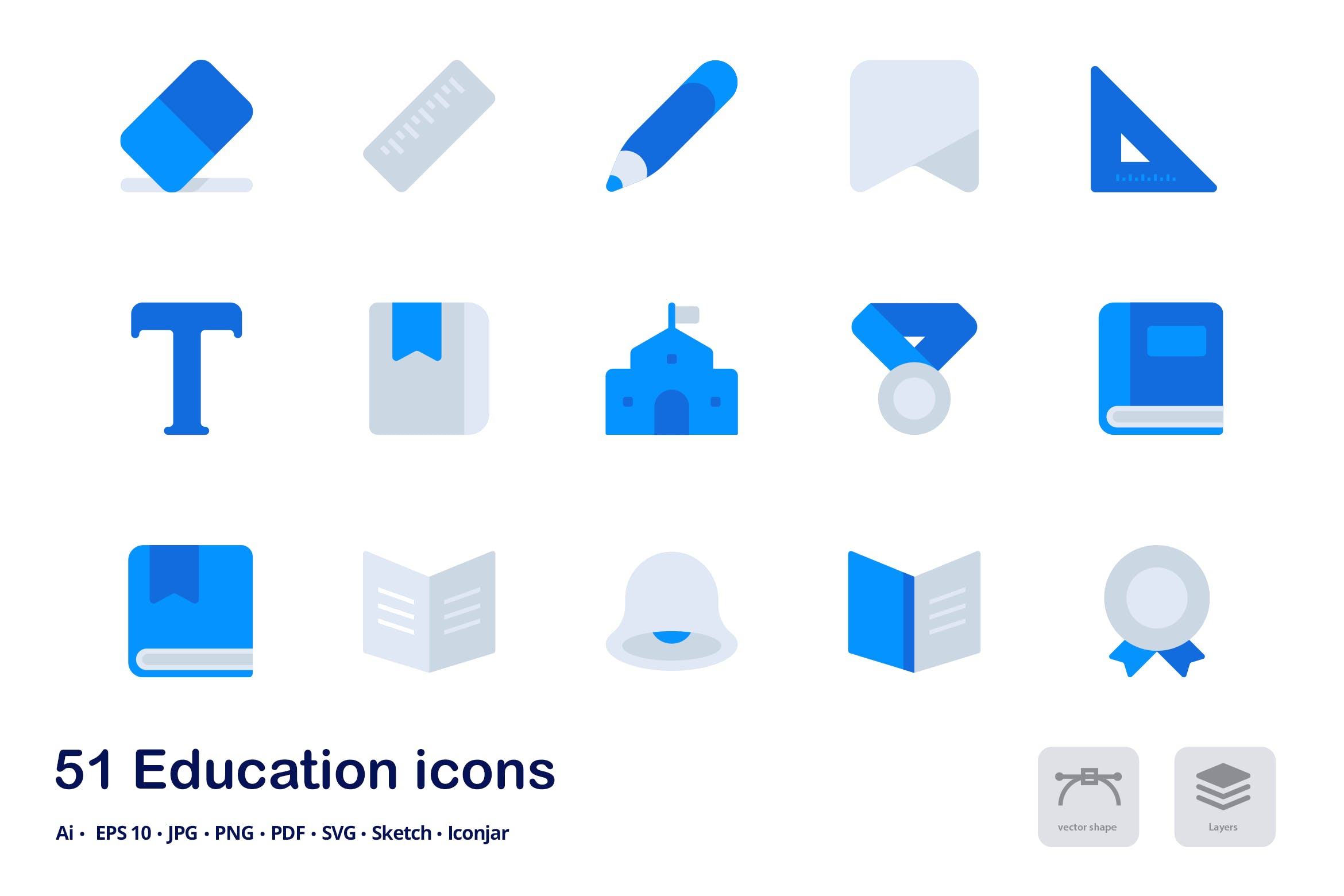 教育主题双色调扁平化矢量图标 Education Accent Duo Tone Flat Icons插图