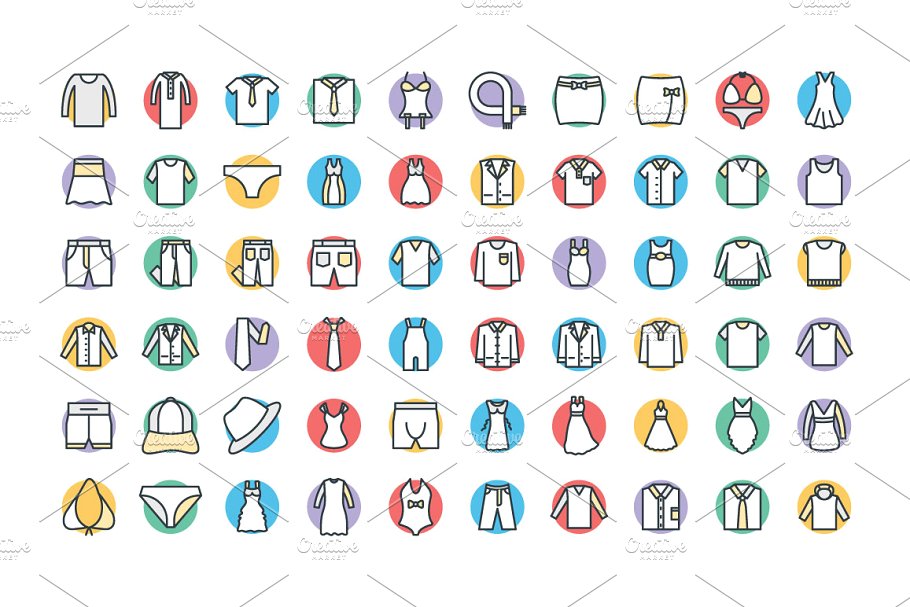 250+时尚衣帽服饰类卡通图标 250+ Fashion and Clothes Icons插图(3)