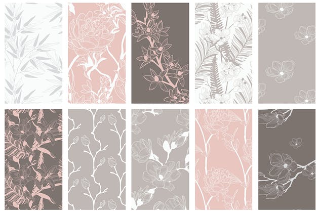 35+优雅手绘花卉图案纹理Instagram贴图模板素材库精选 35+ Patterns & 8 Instagram Templates插图(8)