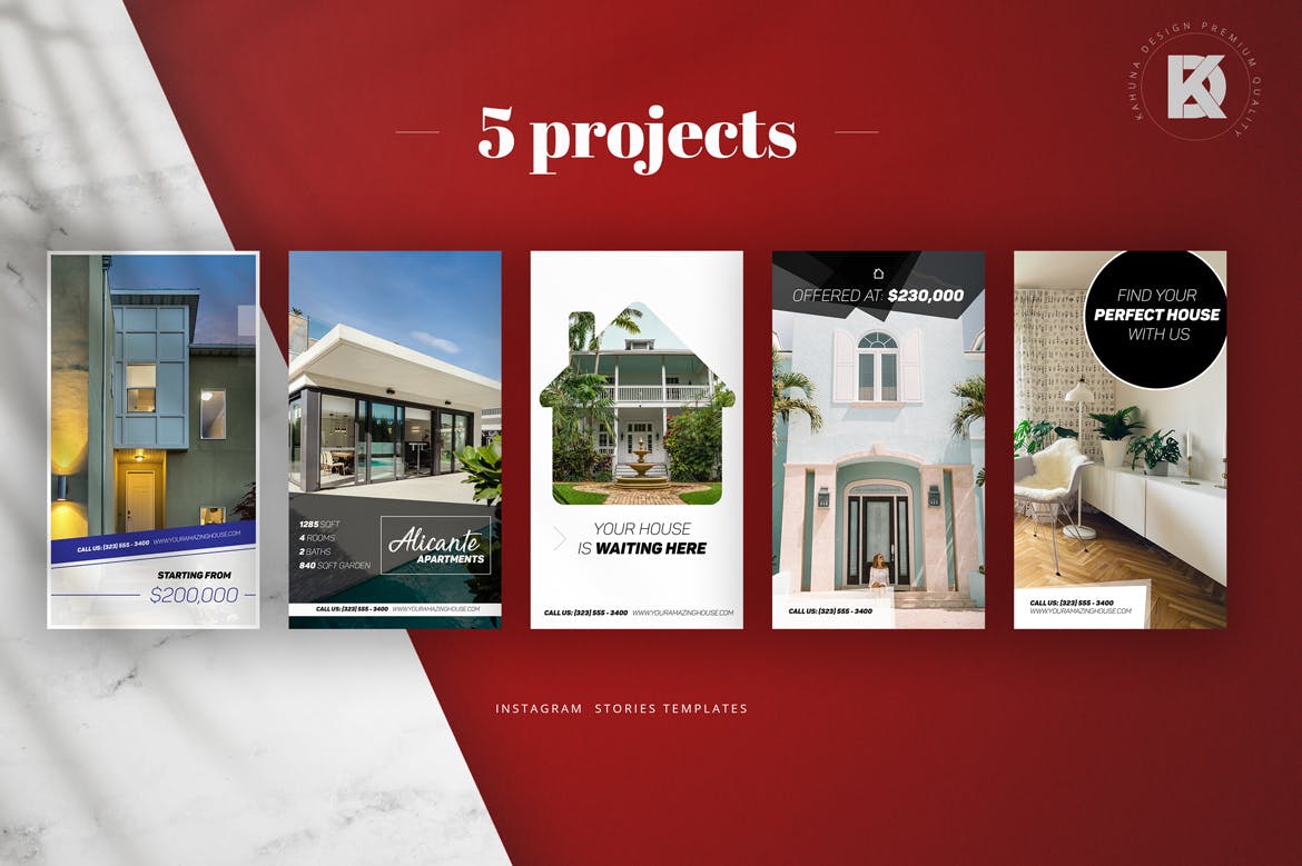 租房/房产租赁主题Instagram品牌故事设计素材 Real Estate Instagram Stories插图(2)