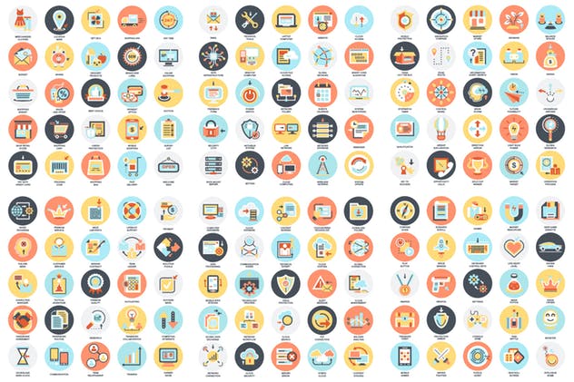 1600枚多主题扁平设计风格矢量图标套装 Bundle Flat Icons插图(3)