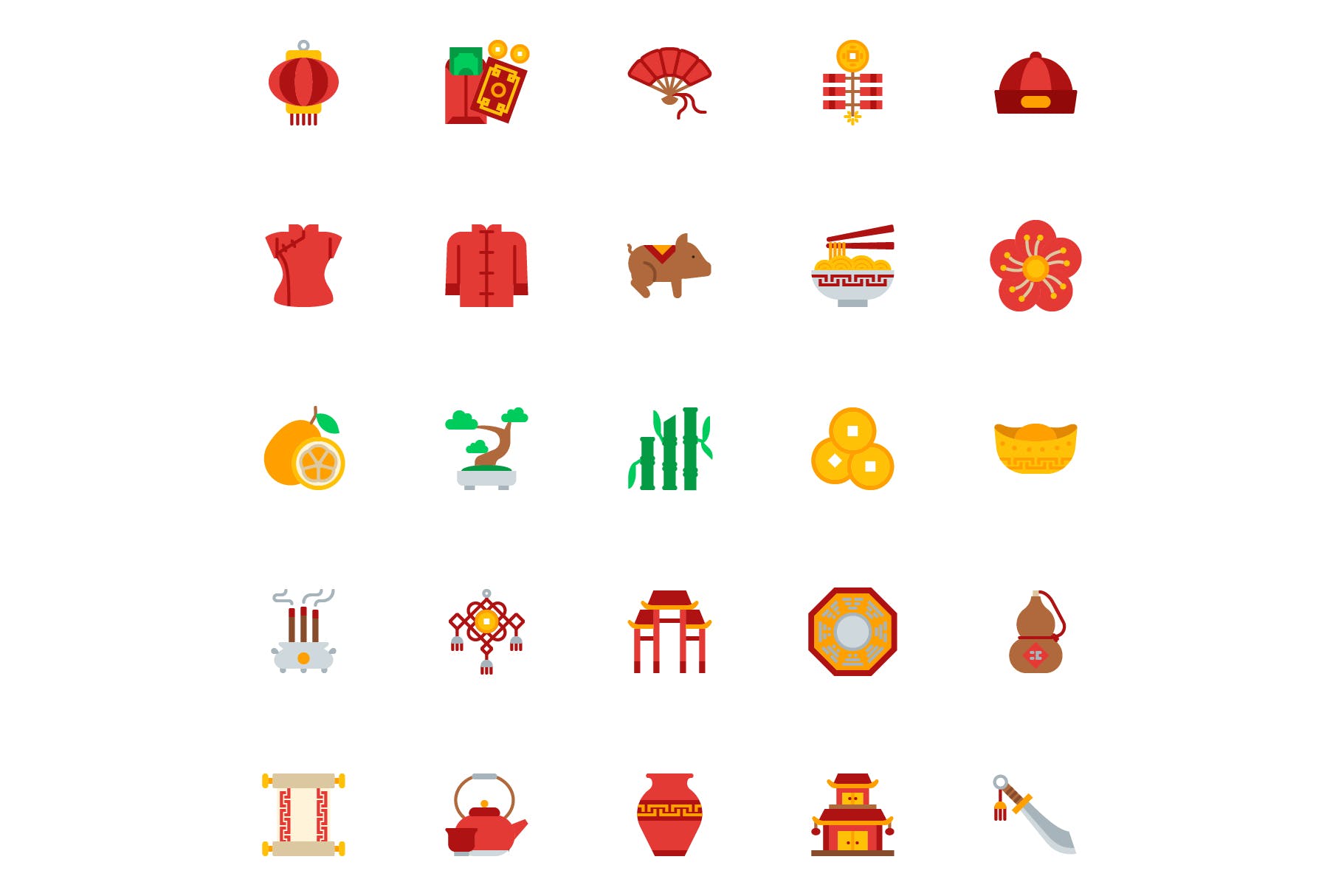 25枚中国新年主题扁平化设计风格矢量图标v1 Chinese New Yea Flat插图(3)