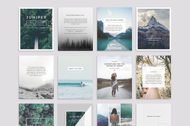 社交媒体Banner&贴图&版式设计模板素材库精选合集 J U N I P E R Social Media BUNDLE插图(4)