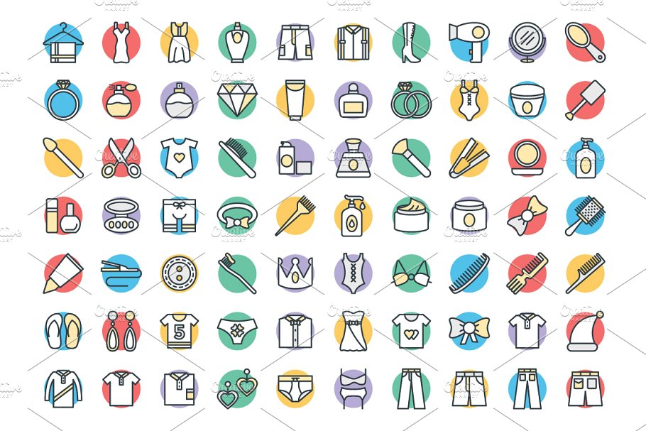 250+时尚衣帽服饰类卡通图标 250+ Fashion and Clothes Icons插图(2)
