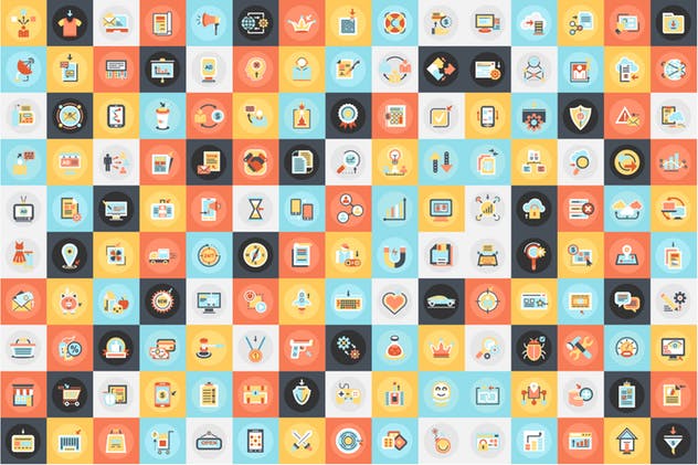 1600枚多主题扁平设计风格矢量图标套装 Bundle Flat Icons插图(8)