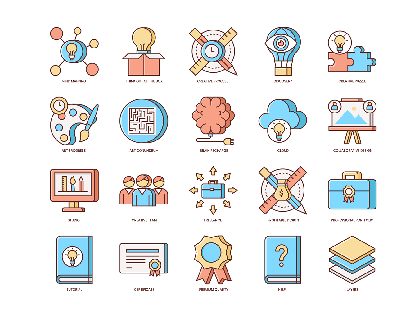 设计主题的扁平化图标套装下载[Ai,PSD]插图(3)