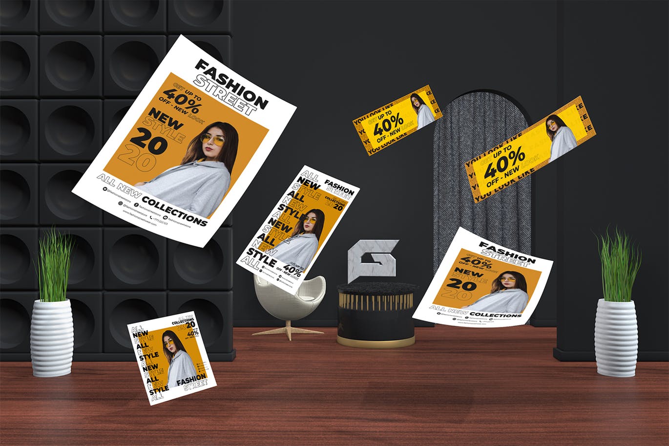 时尚行业促销活动宣传单&社交素材库精选广告模板 Fashion Flyer and Social Media Pack Template插图(1)