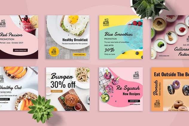 美食主题社交媒体促销素材库精选广告模板合集 Cooq – Food Social Media Kit插图(2)