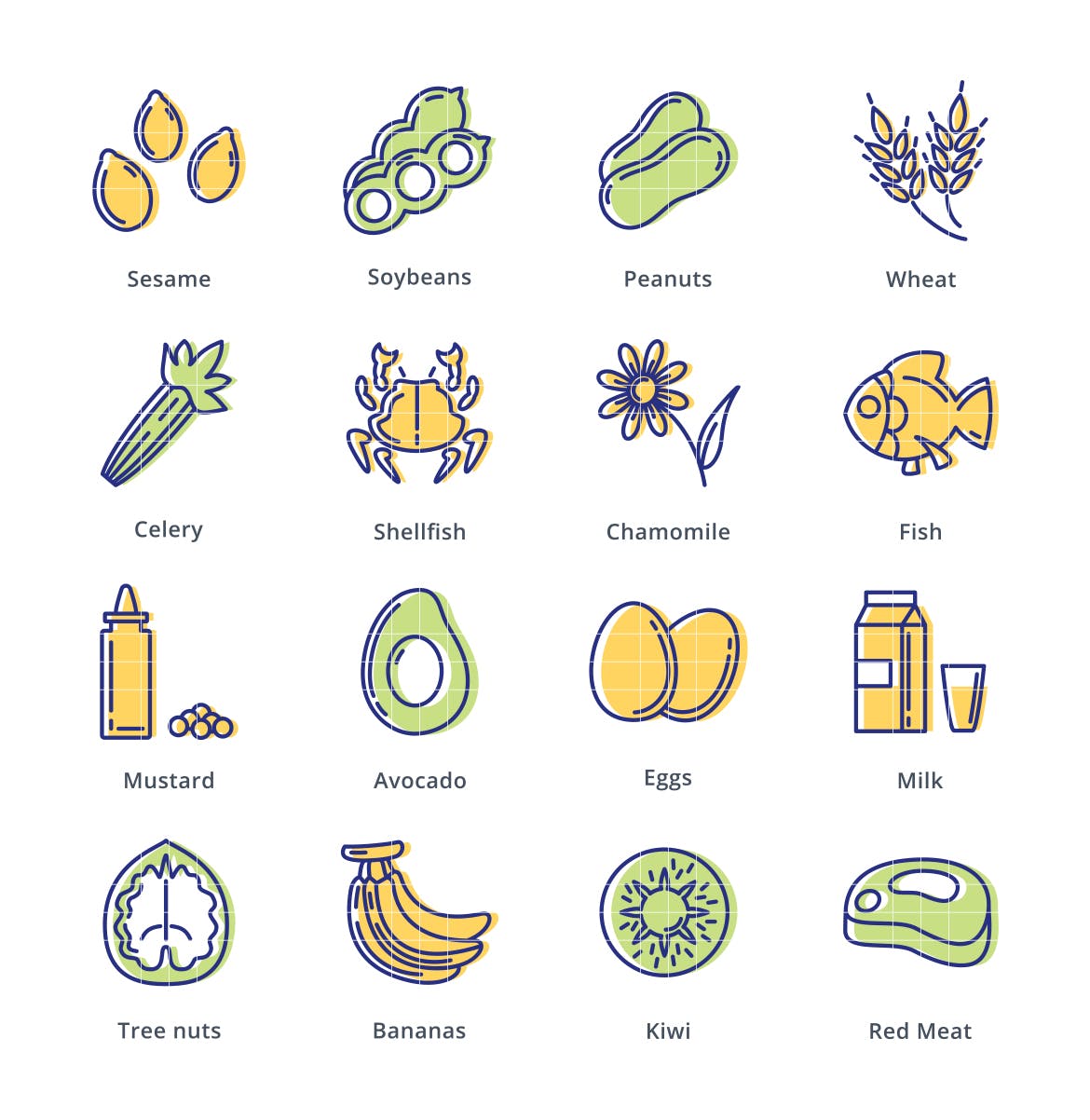 过敏原主题Outline风格素材库精选图标素材 Allergens Icons – Outline Series插图(1)