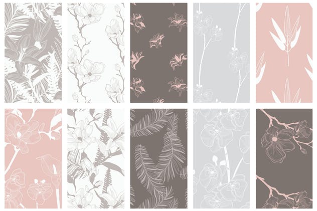 35+优雅手绘花卉图案纹理Instagram贴图模板素材库精选 35+ Patterns & 8 Instagram Templates插图(9)