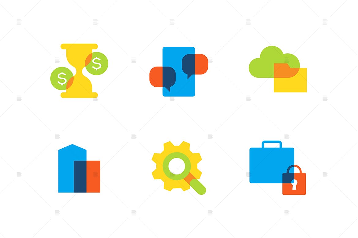 商业&金融主题扁平设计风格矢量素材库精选图标 Business and finance – flat design style icons set插图
