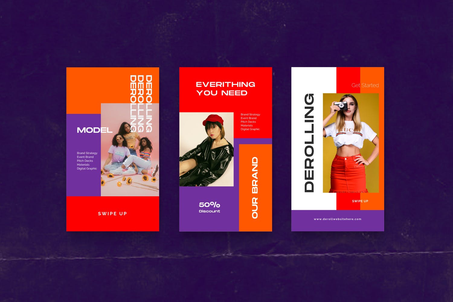 色彩主页Instagram贴图&品牌故事设计素材包v1 DEROLL PACK 1- Instagram Template + Strories插图(5)