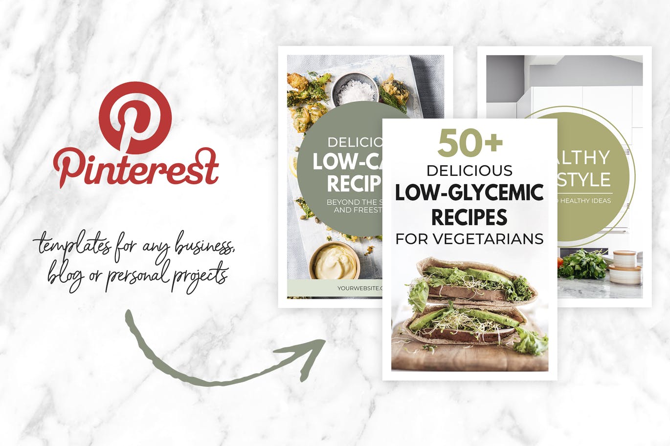 Pinterest图钉社交平台美食品牌推广设计模板素材库精选v3 Canva Pinterest Templates V.3插图(1)