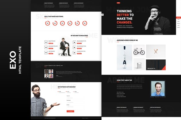 个人简历履历网站HTML模板素材库精选 EXO – Personal Portfolio Template插图(2)
