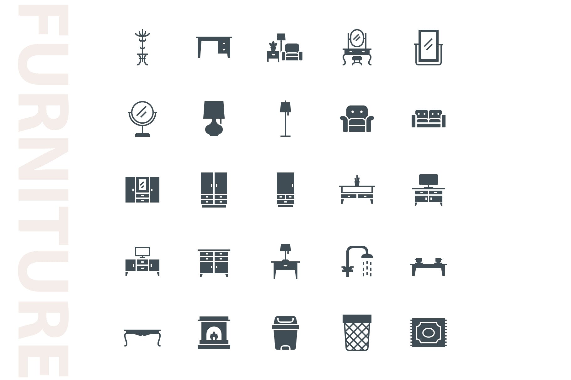 25枚家具主题矢量轮廓素材库精选图标v2 Furniture Glyph Part 2插图(3)