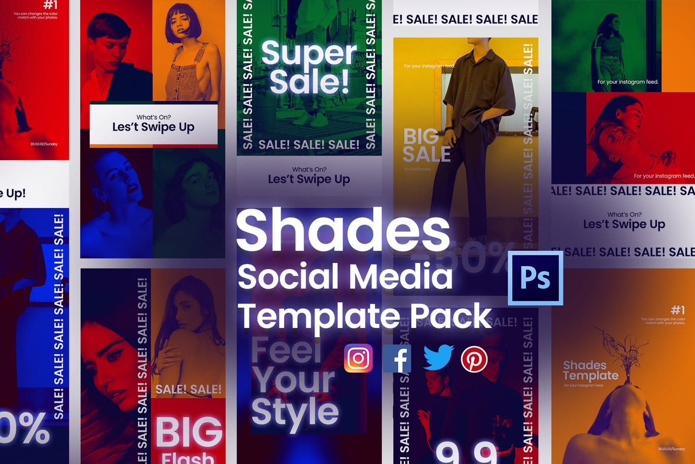产品&网站社交媒体推广设计模板素材库精选 Shades Social Media Template – JJ插图(4)