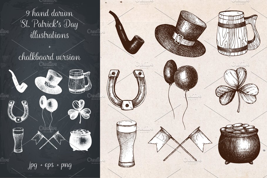 矢量圣帕特里克日图标集 Vector St. Patrick’s Day Icons Set插图(3)