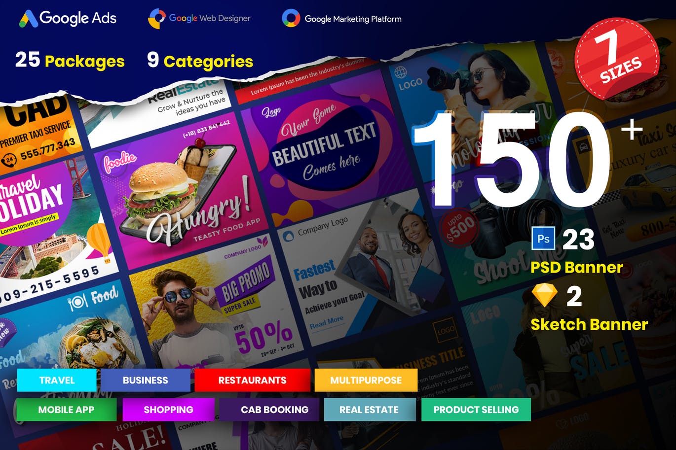 25款多尺寸谷歌创意广告Banner图设计模板 25 Ad Banner Bundle插图