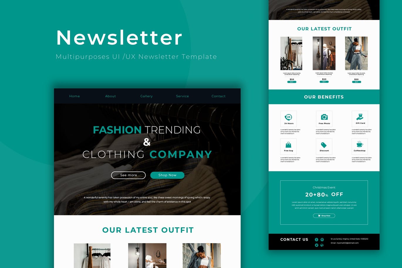 时尚品牌企业邮件订阅设计模板 Fashion Newsletter插图