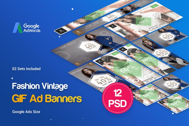复古时尚服饰GIF动画广告Banner设计模板 Animated GIF Vintage Fashion Banners Ad插图(1)