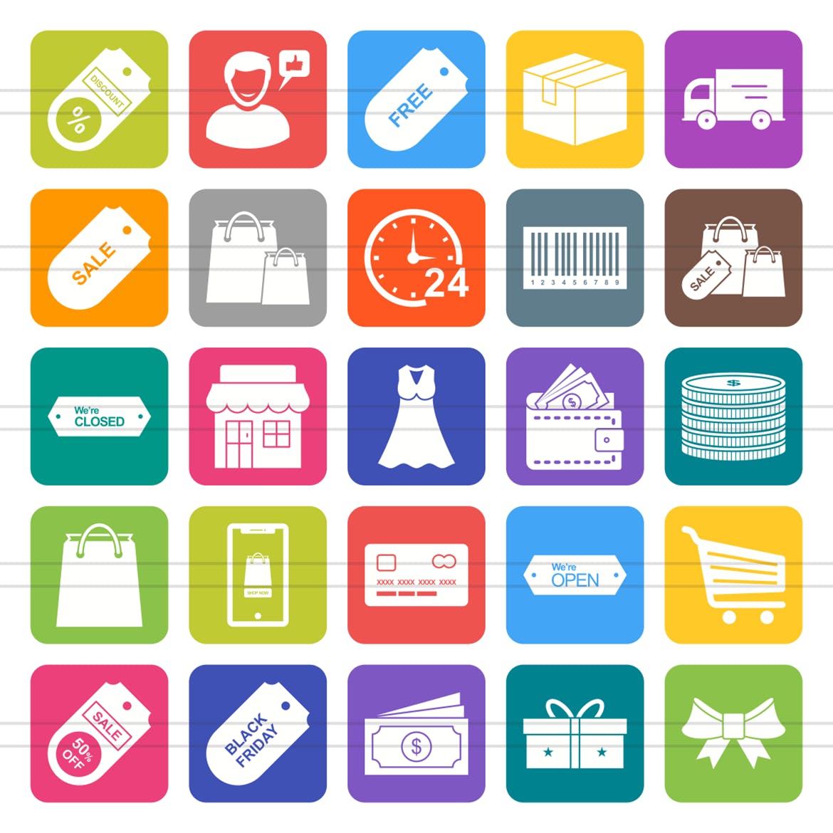 25枚黑色星期五主题圆角矢量填充图标 25 Black Friday Filled Round Corner Icons插图(1)