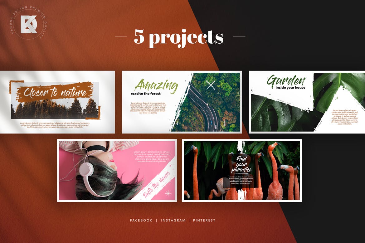 画笔笔刷设计风格社交新媒体设计素材包 Brush Social Media Pack插图(3)