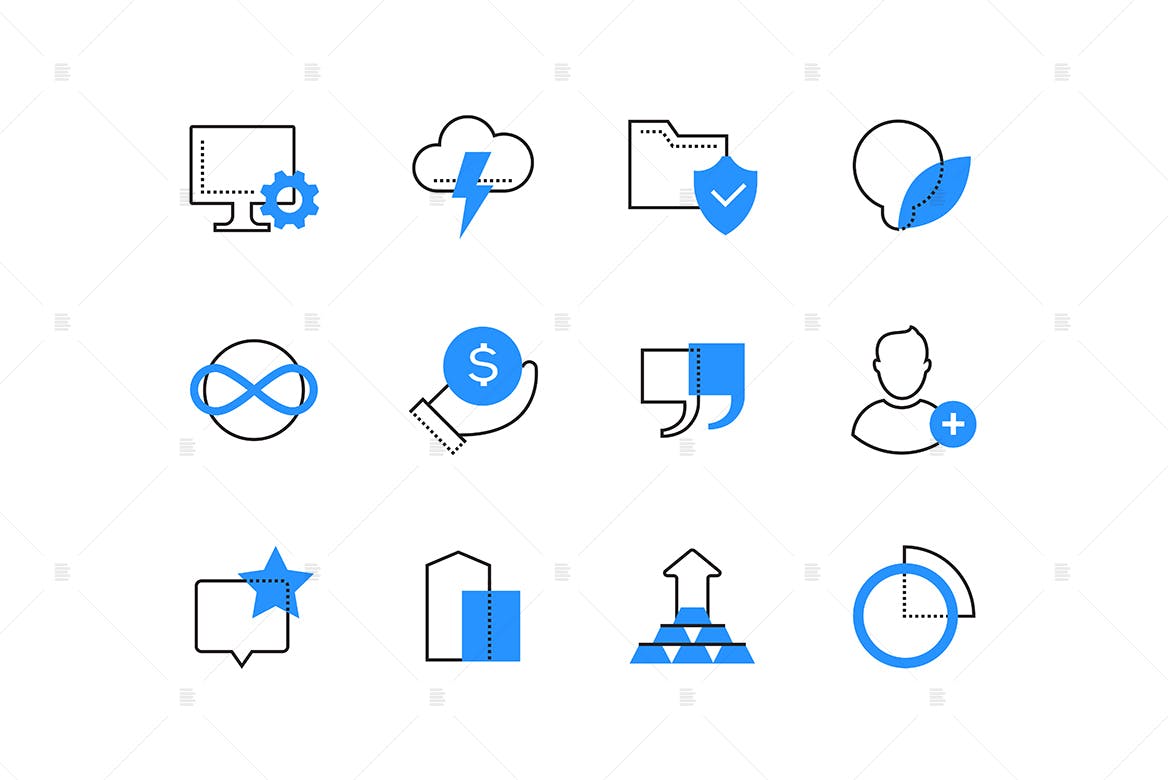 财务&技术主题彩色矢量素材库精选图标集 Finances and technology color icons set插图