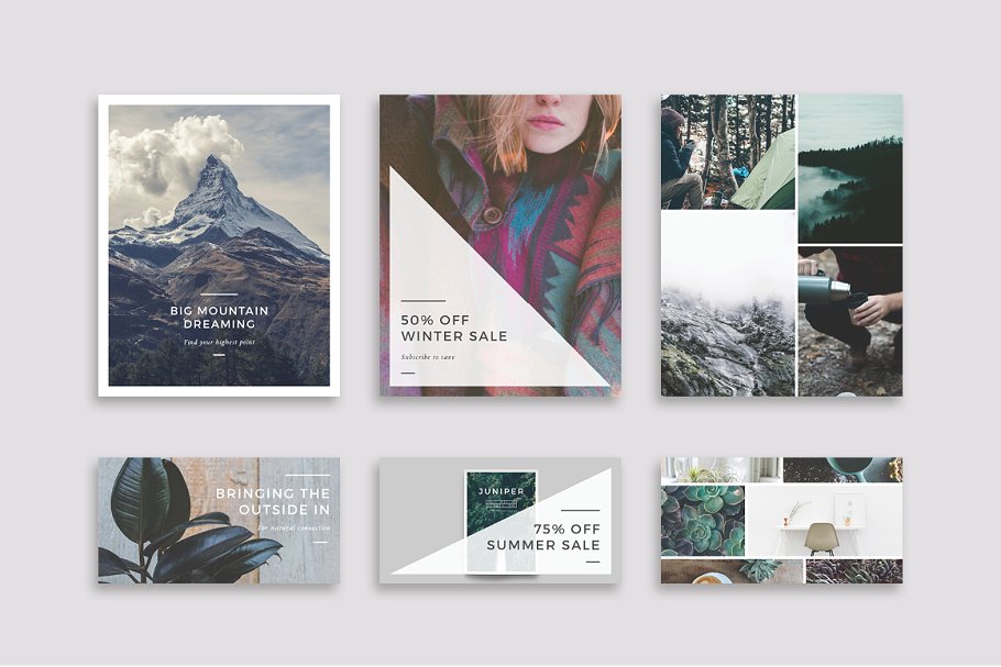 社交媒体风景类贴图模板素材库精选 J U N I P E R  Social Media BUNDLE插图(5)