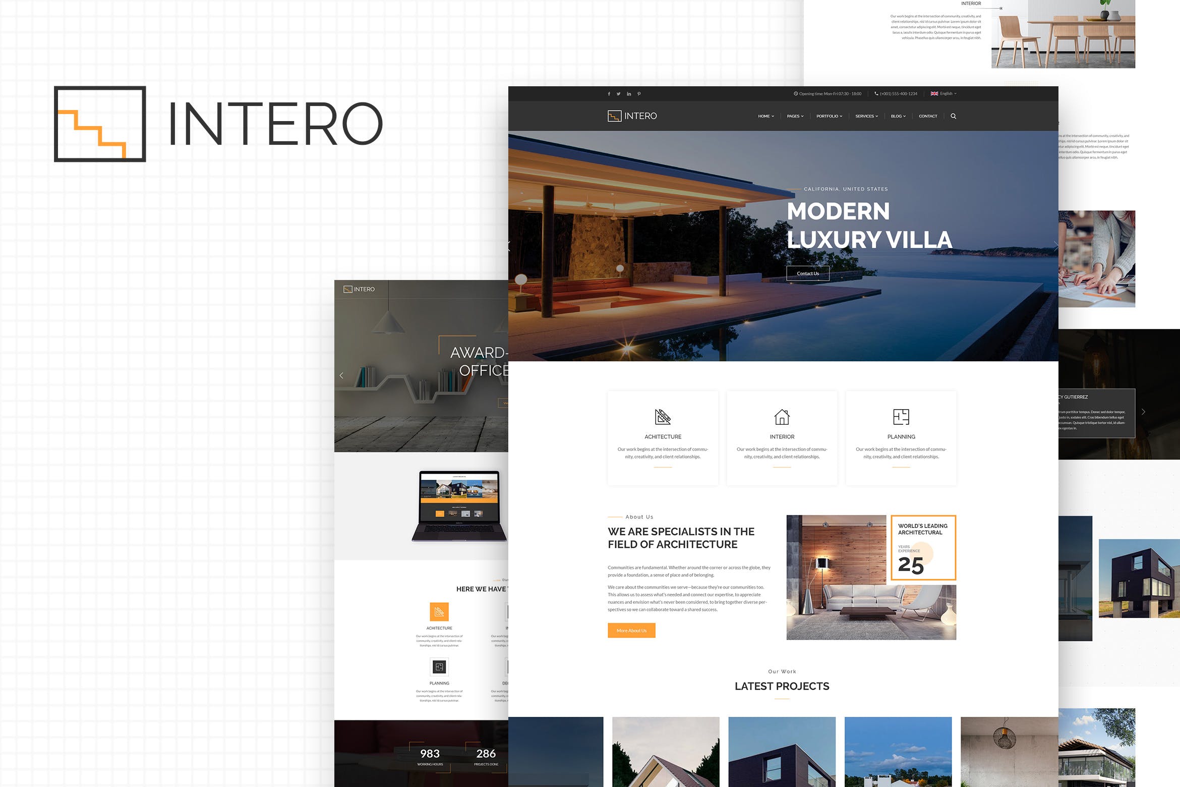 建筑和室内装修设计企业网站设计PSD网站模板素材库精选 Intero | Architecture and Interior Business插图